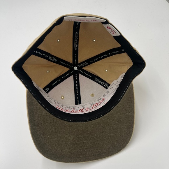 Mitchell & Ness Tan Khaki Fitted Baseball Cap 7 3/8 Nostalgia Co Philadelphia - Picture 5 of 7